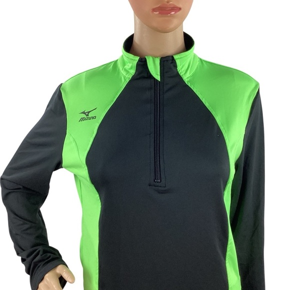 Mizuno DryLite Excel 1/2 Zip Volleyball Pullover Black Green Small - Picture 2 of 6